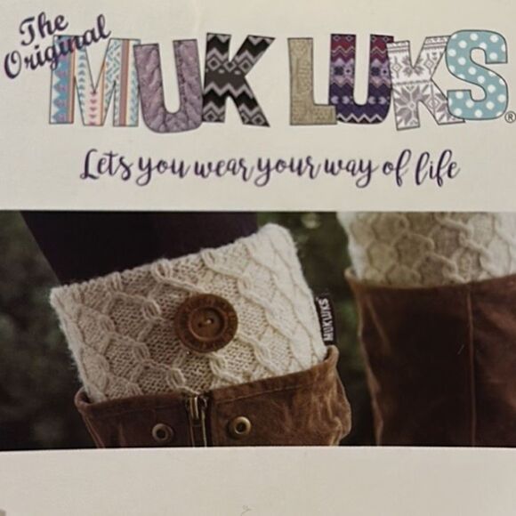 Muk Luks 1 pair of Tan Brown Cable Knit Pull on Boot Toppers - Picture 8 of 8